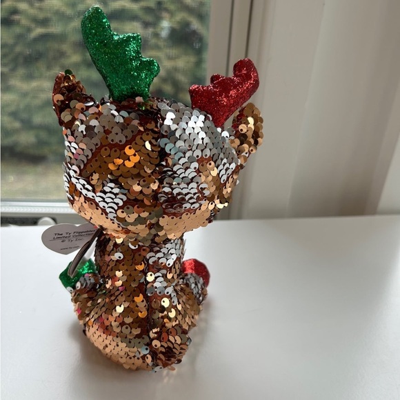 NWT tegan reindeer sequin flippable Ty Beanie Boo - Picture 3 of 3